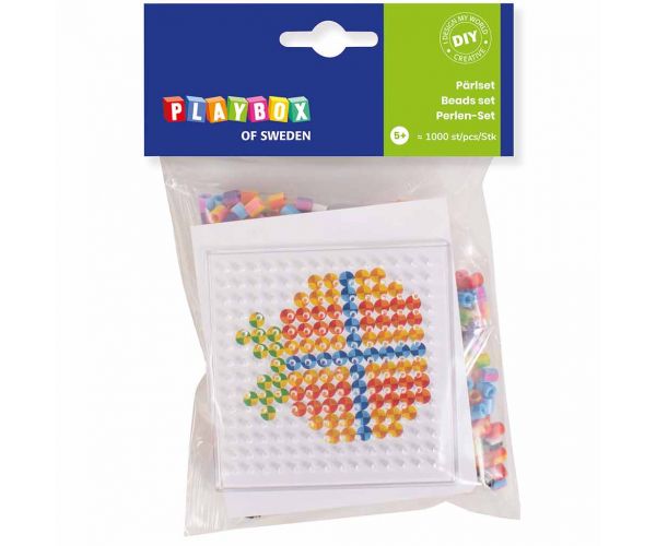 PlayBox: 5mm-es MIDI vasalható gyöngyök - Csíkos darabok 1000db-os csomag