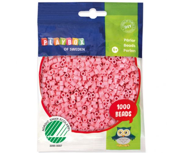 PlayBox: 5mm-es MIDI vasalható gyöngy 1000db-os pasztell pink színben