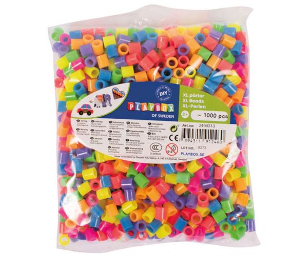 PlayBox: 9mm-es XL MAXI neon színű vasalható gyöngyök 1000db-os csomag