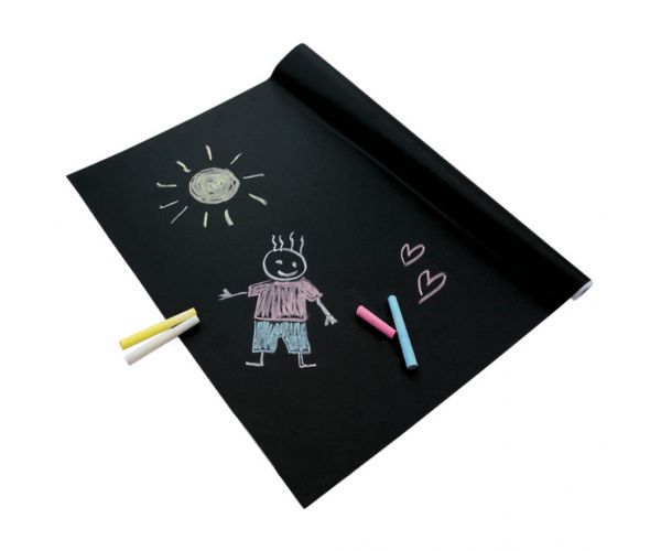 PlayBox: Fekete kréta tábla tekercs színes krétákkal 200x45cm