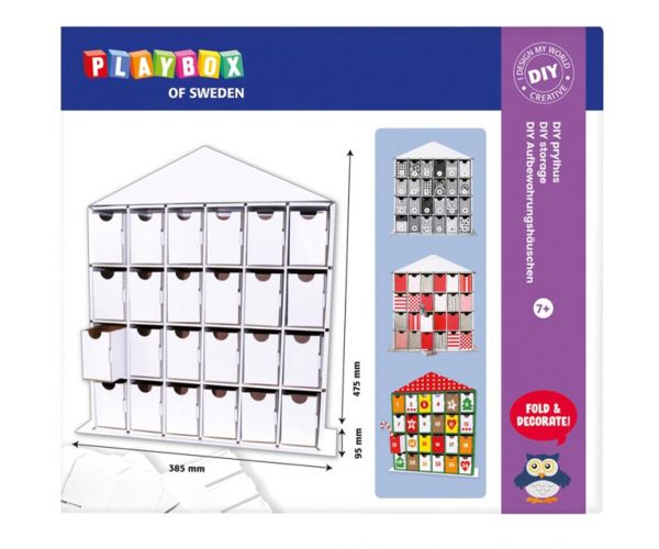 PlayBox: DIY adventi naptár 24 rekeszes 44,5x39x9,5 cm