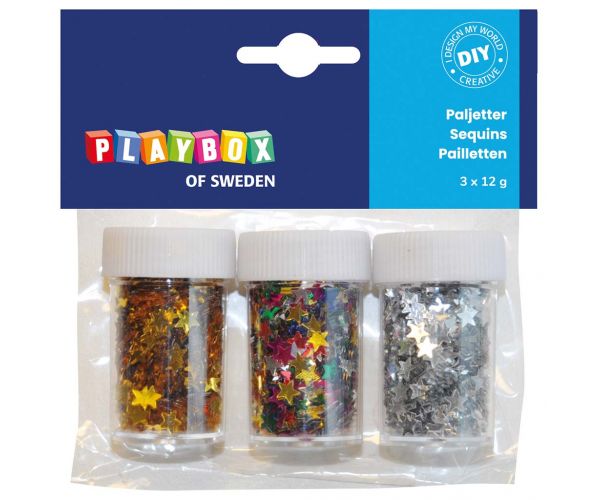 PlayBox: Dekorációs csillagok különböző színekben 3x12g-os csomag