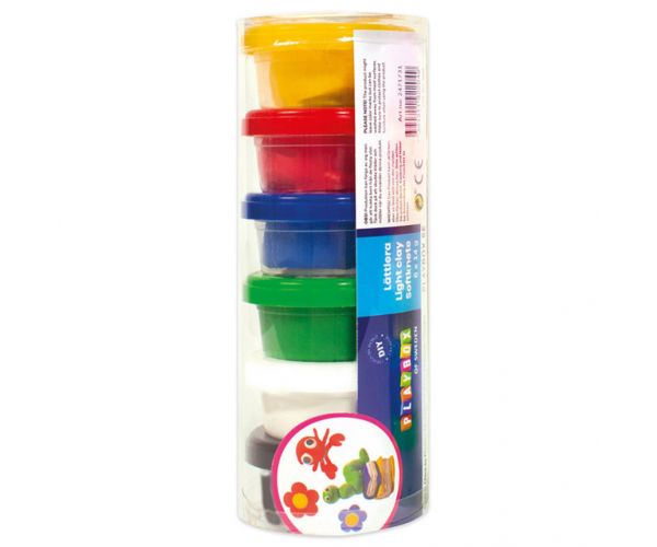 PlayBox: Színes gyurma szett tégelyben 6x14gramm