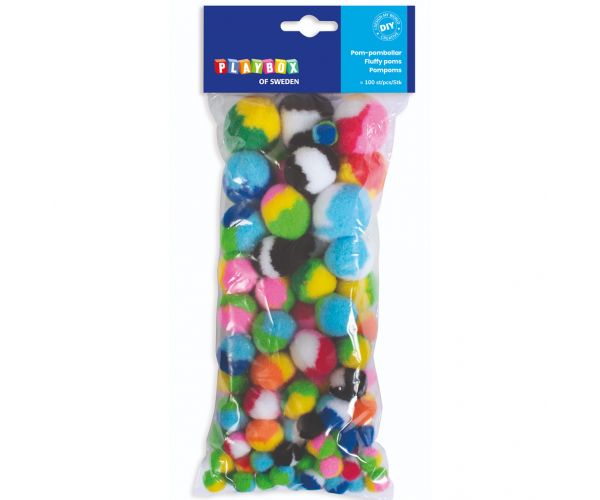 PlayBox: Színes 100 db-os pompon szett többféle méretben