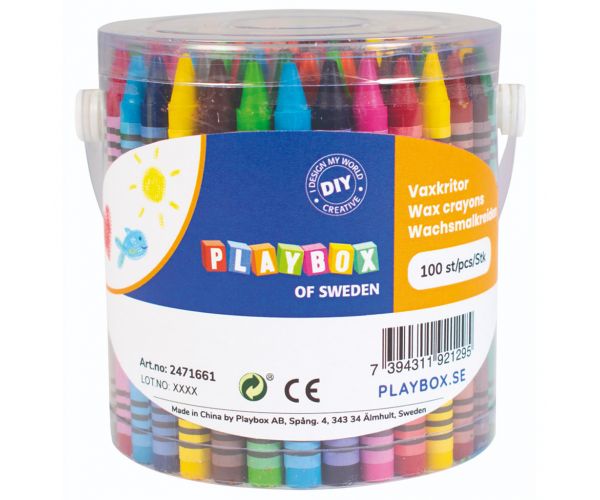 PlayBox: Színes 100 db-os zsírkréta szett dobozban