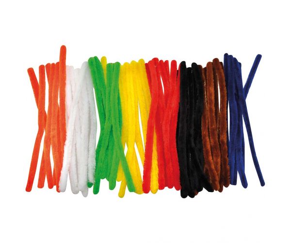 PlayBox: Színes zsenília szálak alap színek 1,6x28cm 50db-os csomag