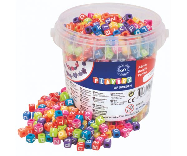 PlayBox: Színes betűs gyöngy szett 1250 db-os 7x7x7mm