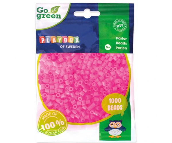 PlayBox: Go Green 5mm-es MIDI vasalható gyöngy 1000db-os pink színben