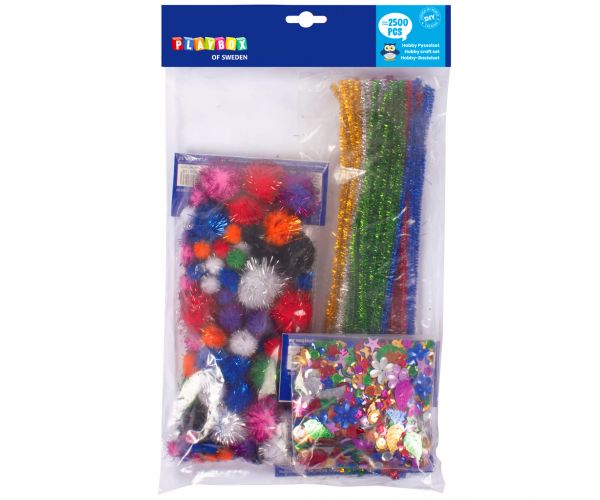 PlayBox: Kreatív készlet zseníilával, pomponnal és flitterekkel 2500 db-os szett
