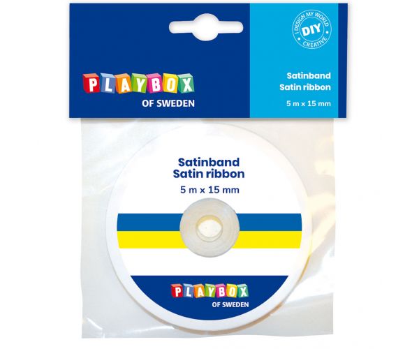 PlayBox: Kék-sárga színű szatén szalag 15mm-es szélesség 5m