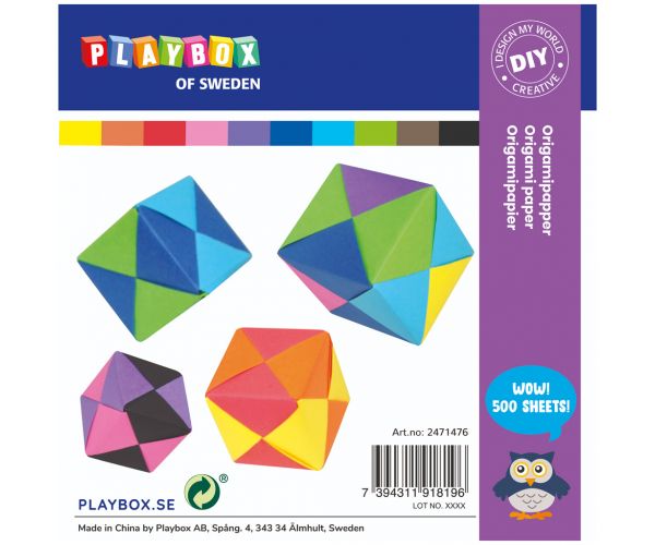 PlayBox: Origami papír 500 db-os szett 15x15cm