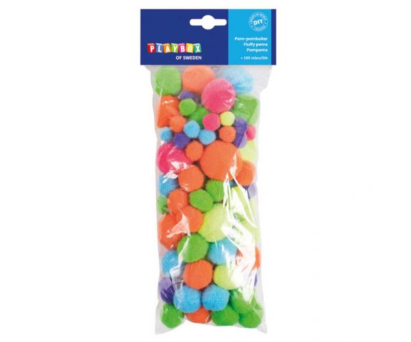PlayBox: Pompon neon színekben 100db 15-35mm
