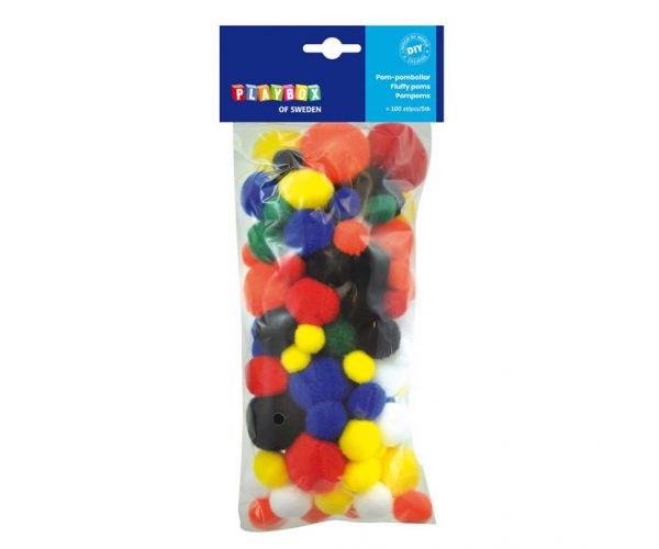 PlayBox: Pompon alapszínekben 100db 15-35mm