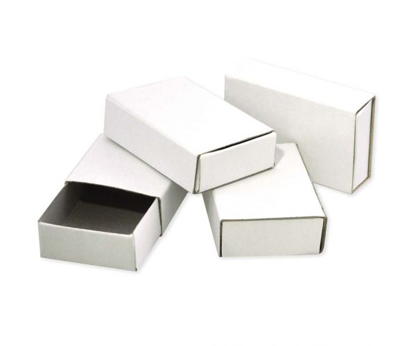 PlayBox: Natúr fehér színű díszíthető gyufás doboz 55x35x15mm 50db-os csomag