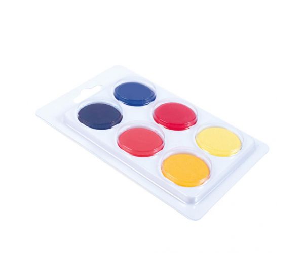 PlayBox: 6 színű vízfesték készlet 30mm-es korongokkal