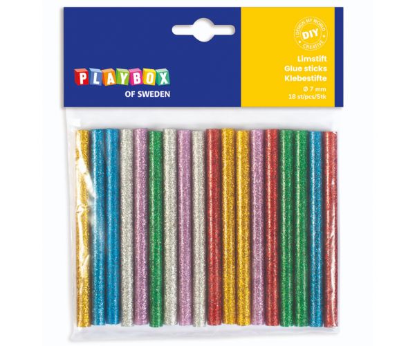 PlayBox: Glitteres ragasztópisztoly utántöltő szett 18db-os 7mm
