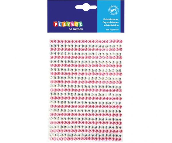 PlayBox: Öntapadós pink-ezüst strasszkő 525db