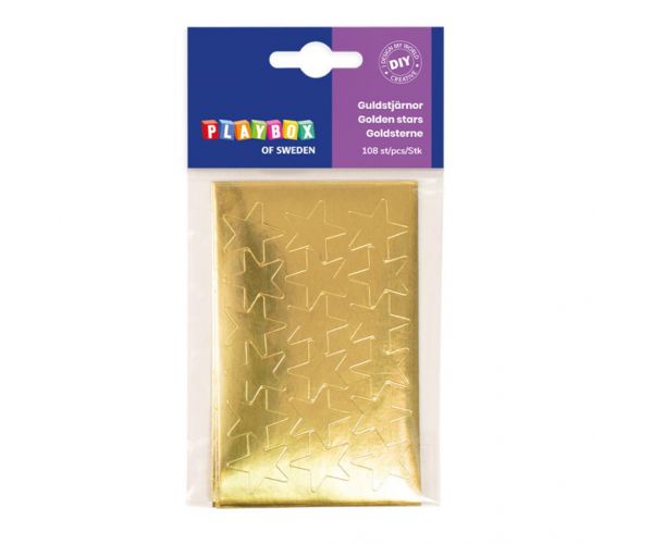 PlayBox: Öntapadós arany csillagok 108db 25mm