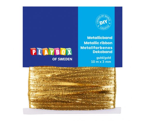PlayBox: Arany színű, fémes díszszalag 10m x 3mm