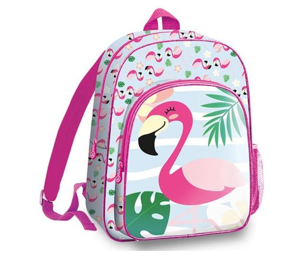 Flamingó lekerekített iskolatáska, hátizsák 36cm