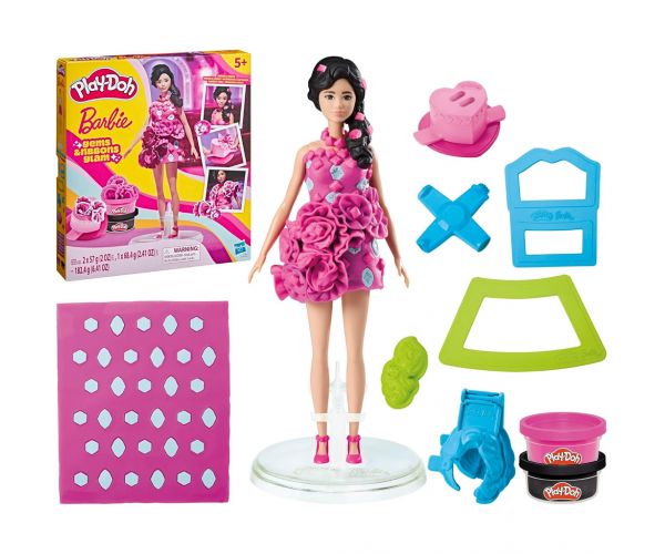 Play-Doh: Barbie Csillogó ékszerek és szalagok gyurma szett babával – Hasbro