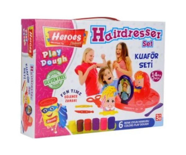Play-Dough: Heroes Fodrász gyurma szett 14db-os