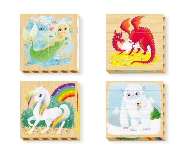 Quercetti: PlayBio Fantasztikus lények 4 az 1-ben fahasáb puzzle