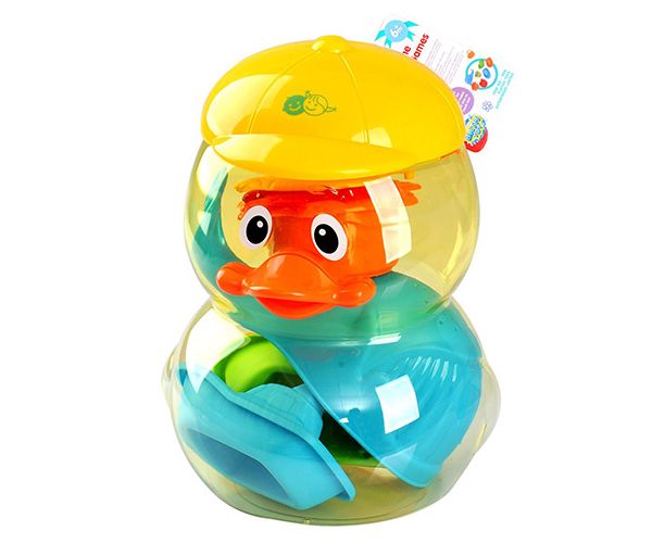 Playgo: Bébi fürdőjáték szett kacsa formájú tárolóban 8db-os szett