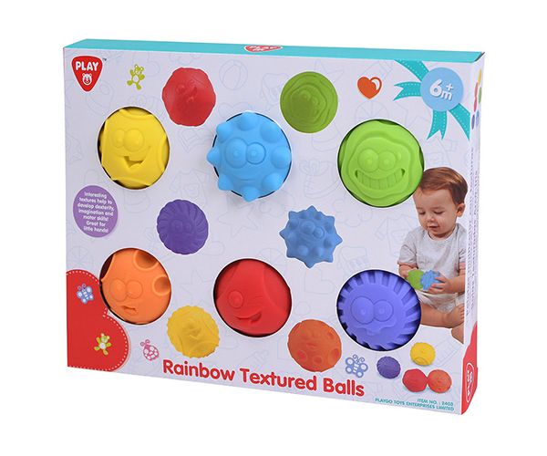 Playgo: Tapintásfejlesztő szivárvány bébilabdák
