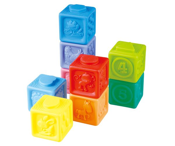 Playgo: Puha szivárvány építőkockák
