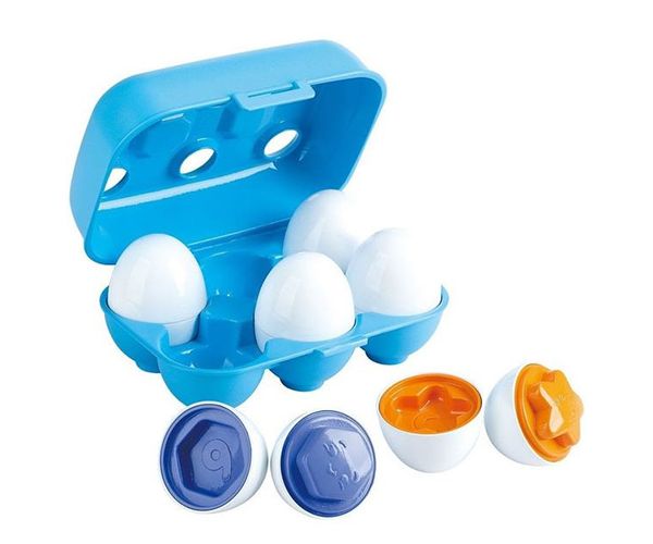Playgo: Szivárvány formaválogató tojások tojástartóban