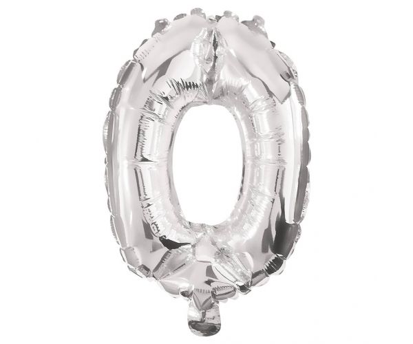 Számos fólia lufi ezüst színben – 0-ás szám 86cm