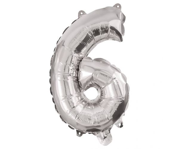 Számos fólia lufi ezüst színben – 6-os szám 86cm