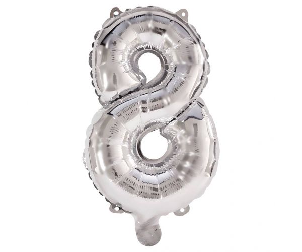 Számos fólia lufi ezüst színben – 8-as szám 86cm