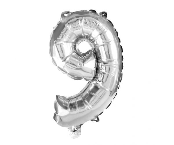 Számos fólia lufi ezüst színben – 9-es szám 32cm