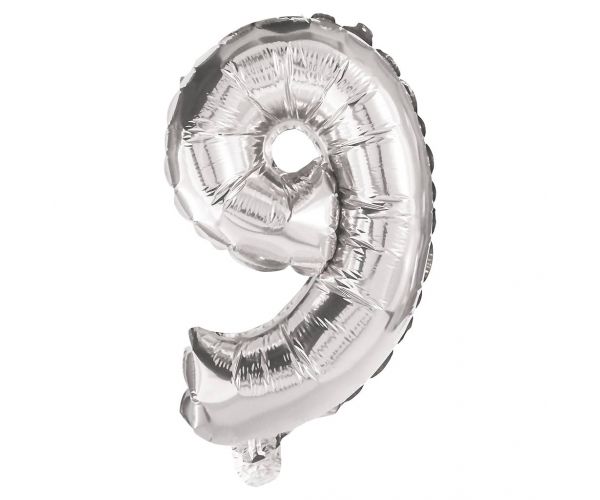 Számos fólia lufi ezüst színben – 9-es szám 86cm