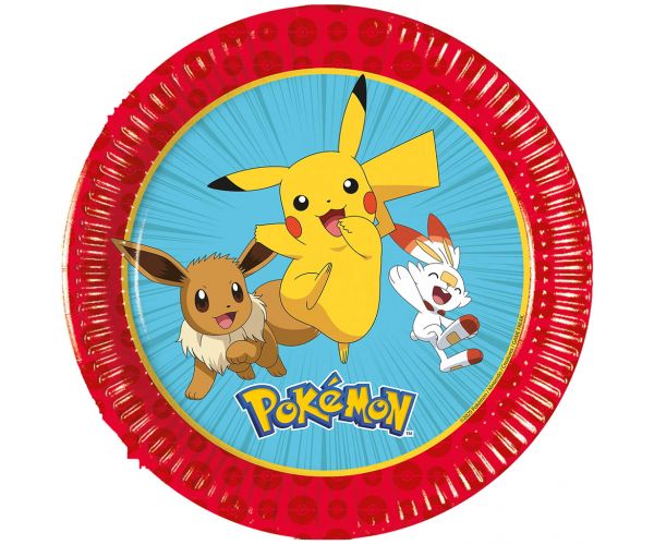 Pokémon 8db-os papírtányér szett 20cm-es