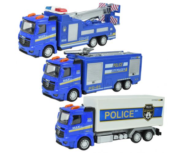 Police Cars: Lendkerekes rendőrségi kamion többféle változatban 19cm