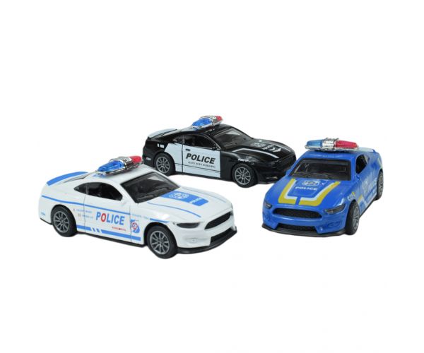 Police Cars: Lendkerekes fém rendőrautó többféle változatban 11cm 1db