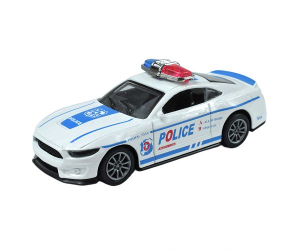 Police Cars: Lendkerekes fém rendőrautó többféle változatban 11cm 1db