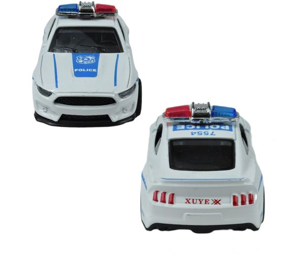 Police Cars: Lendkerekes fém rendőrautó többféle változatban 11cm 1db