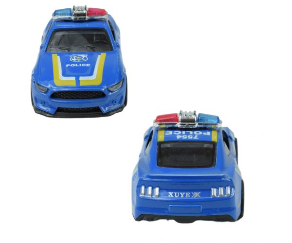 Police Cars: Lendkerekes fém rendőrautó többféle változatban 11cm 1db