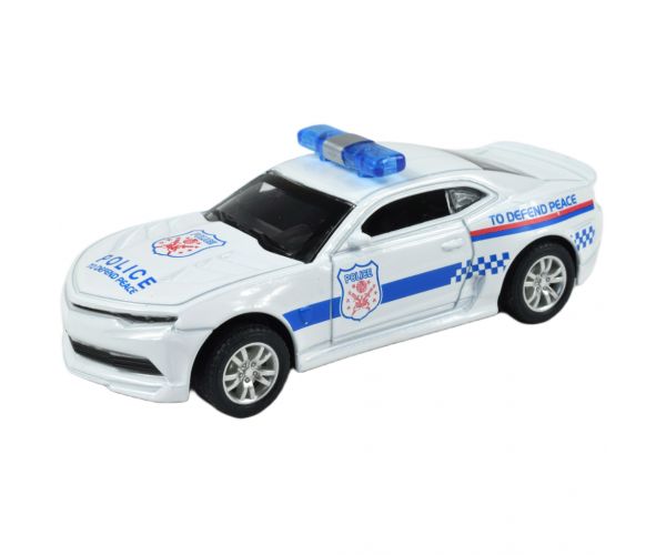 Police Cars: Hátrahúzós fém rendőrautó többféle változatban 11cm 1db