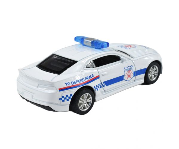 Police Cars: Hátrahúzós fém rendőrautó többféle változatban 11cm 1db