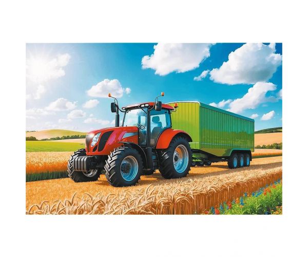 Mezőgazdasági gépek: Pótkocsis traktor 100db-os puzzle - Trefl