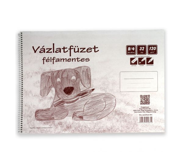 Félfamentes spirálos vázlatfüzet B/4 32 lapos, 120g