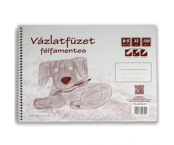 Félfamnetes spirálos vázlatfüzet B/5 32 lapos, 120g