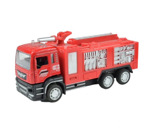 Fire Truck: Hátrahúzós tűzoltó teherautó kétféle változatban 14cm