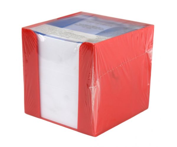 Jegyzettömb piros tartóban 750 lapos 9x9x9cm