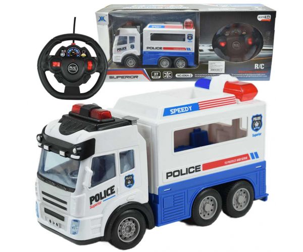 RC Távirányítós rendőrségi rabszállító autó fényeffektekkel 1/43-as méretarány 27Mhz 21cm